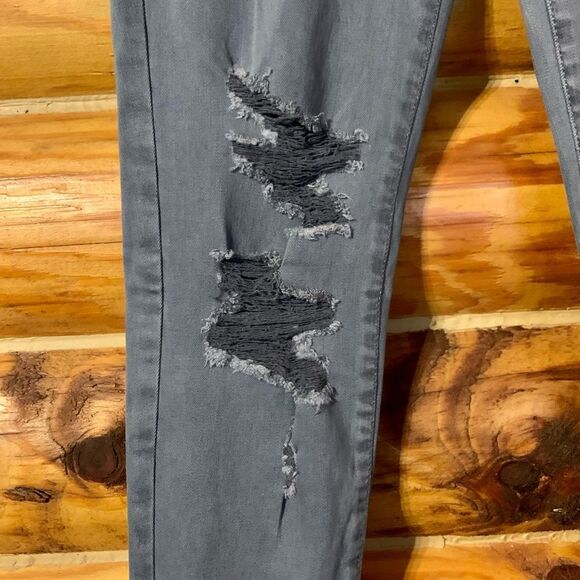 American Eagle Distressed Ripped Gray Twill High Rise High Waist Jegging… - Picture 7 of 12